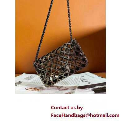 CHANEL Strass & Black Metal Black & Multicolor Mini Evening Bag AS4588 2024 - Click Image to Close